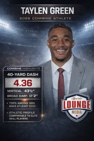 Taylen Green 2026 Combine Athlete - 4.36 40-yard dash, 43.5 vertical
